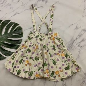 Disney Tangled Womens Suspender Skirt Size S Cream Purple Overall Straps